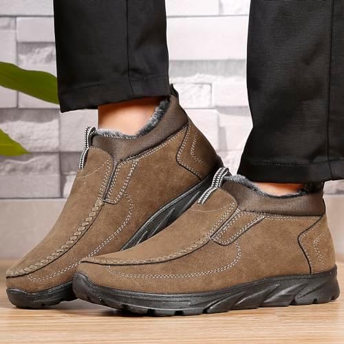 COSIDRAM Mens Shoes Winter Snow Boots Slip On Warm Cotton Padded Loafers