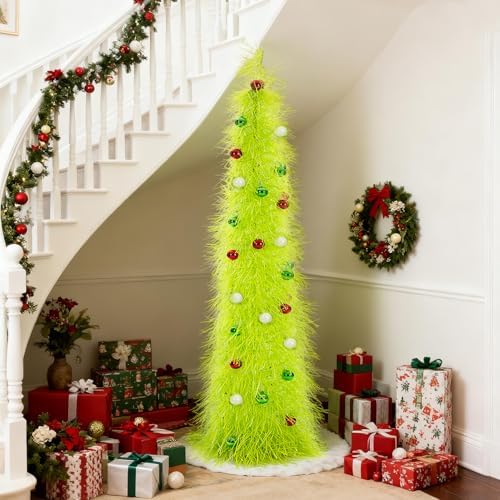 Christmas Tree 6FT Artificial Xmas Decor Pop Up with Decoration Fruit Green