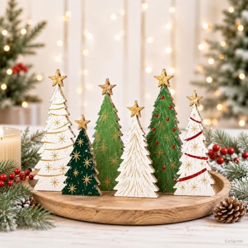 Christmas Decorations Indoor, 5 Pcs Christmas Star Tree Home Decor