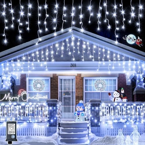 400 LED Icicle Lights for Outside 33FT White Christmas Lights Outdoor