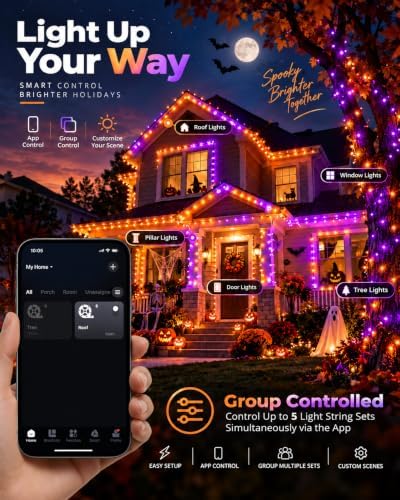 1Pack 200LED Smart Color Changing String Lights Halloween Lights App Remote