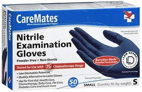 CareMates Nitrile Medical Exam Gloves, Latex Free Rubber, Powder Free, Extra Strong, 4 Mil Thick, Certified for Home Infusion, First Aid, Food Safe, Cleaning Gloves, Small, 150-Count
