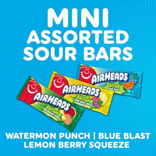 Airheads Mini SOURS Candy Bars, Variety Pack, 10 Ounce Bag (Pack of 8)
