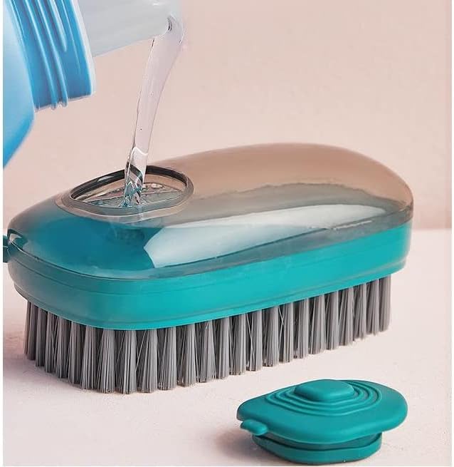 Washing Pot Soft Brush Kitchen Household Dishwashing Brush Laundry Brush Automatic Liquid-Filling Shoe Brush(Black)