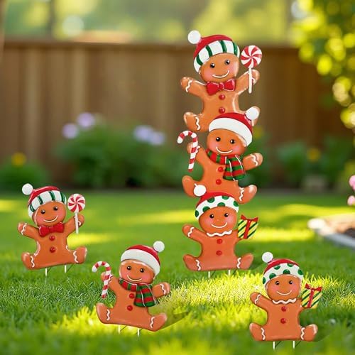 Cute Gingerbread Christmas Decor Outdoor, Metal Christmas Decor Garden Art