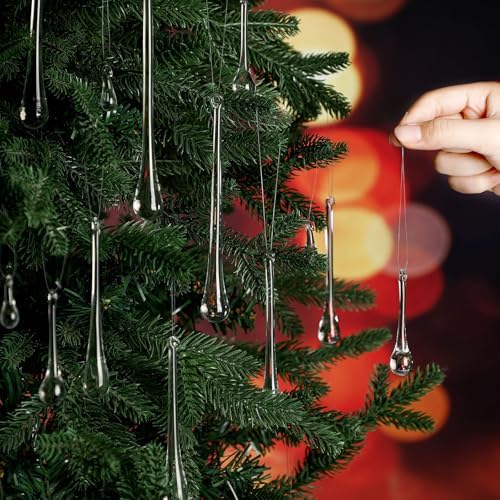 44 Pcs Crystal Glass Teardrop Christmas Ornaments, 4 Medium Size