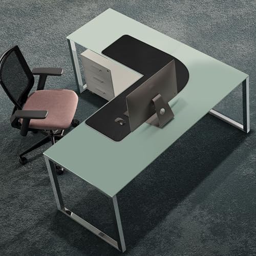 Chihein PU Leather L-Shaped Desk Pad (37.4”+ 49.2”) x 12.99” Black/Gray
