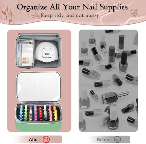 YOREPEK XL Nail Polish Organizer Bag Holds 96 to 100+ Bottles, Sage Breeze
