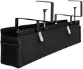 Large Under Desk Cable Management Tray, 28", Black Standing Under Cable | No Drill, Fabric Cord Organizer with Reinforced Base, Clamp Mount Wire Management, For Office/Home & Standing Desk