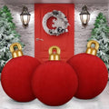 Jetec 3 Pcs 32 Inch Giant Red Velvet Christmas Inflatable Balls