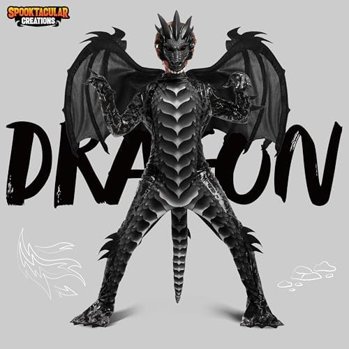 Spooktacular Creations Halloween Kid Dragon Costume, Boys Dragon Wings, Tail and Mask Set for Halloween Dress Up