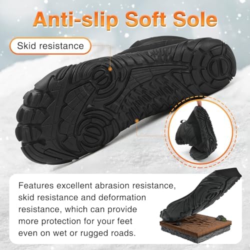 Womens Mens Barefoot Boots Shoes Minimalist Winter Snow Boots Warm Ankle Booties Zero Drop Sole Wide Toe Box Slip on Sneakers