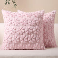 Softalker Spring Decorative Throw Pillow Covers 16 x 16 Inch Set of 2, Farmhouse Summer Floral Daisy Soft Faux Fur Cushion Covers, 3D Pillow Cases for Couch Bedroom Living Sofa Room Home Decor, Pink