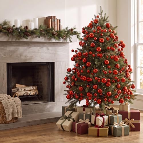 2 Pcs 9 ft Christmas Ball Ornament Garland, Red