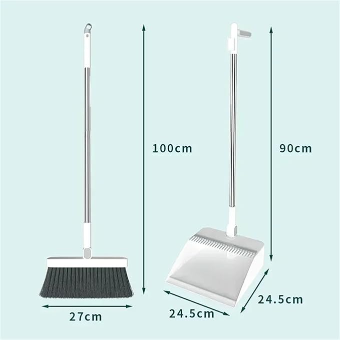 2PCS/Set Broom and Scoop Set Folding Dustpan High-end Bathroom Water Wiper to Sweep Brush Garbage Squeegee Home Cleaning for Home Kitchen Shop(White-2PCS)