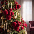 6 Pack Burgundy Christmas Ball Clusters Ornaments Decorations