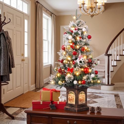3FT Mini Christmas Tree with Battery Operated Lights for Holiday Decor