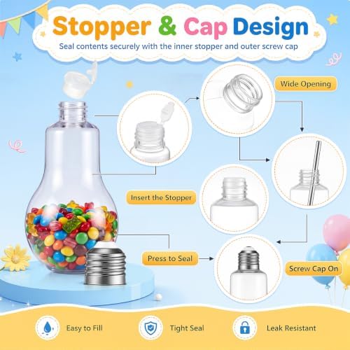 Tessco for you 36 Pcs 10.8 Oz/ 320 ml Plastic Light Bulb Jars, Sliver