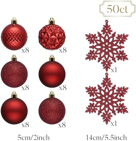 Valery Madelyn 50ct Christmas Tree Decorations Ball Ornaments 2 Inches