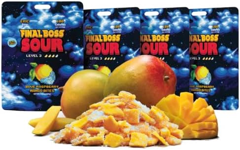 Final Boss Sour, Sour Fruit Chews (4 Pack, Blue Raspberry Mango)