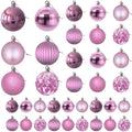 Bubblegun Pink Christmas Ornaments - Christmas Tree Decorations Shatterproof Hanging Balls for Birthday Wedding Holiday Decor Set of 36pcs, Multi-Sizes(1.6",2.5",3.2")