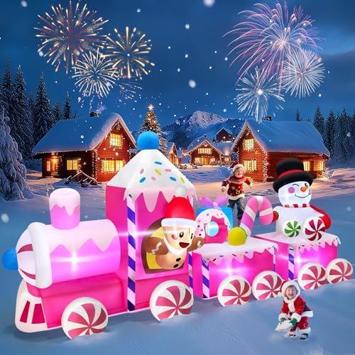 Kalolary 11FT Long Christmas Inflatable Train Outdoor Decoration