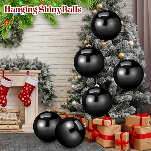 Zubebe 6 Pcs 8 Inch Large Outdoor Christmas Ball Ornaments,Black