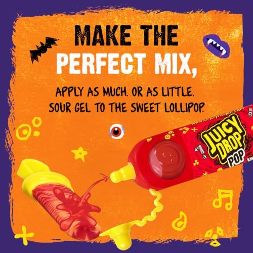 Juicy Drop Sweet & Sour Lollipop Variety Party Pack - 21 Count Sweet Lollipop Suckers & Sour Gel in Assorted Fruity Flavors - Fun Candy For Birthdays And Parties - Candy Variety