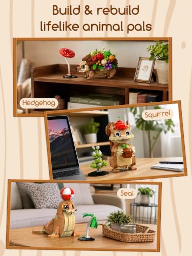 3-in-1 Hedgehog, Squirrel, Seal Animal Building Set, Toys Gift for Kids 8+