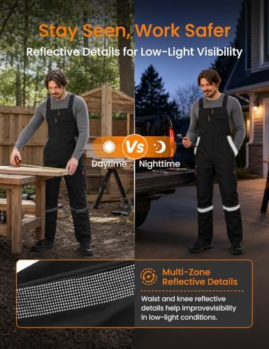 Heated Insulated Bib Overalls for Men with 16000mAh Power Bank