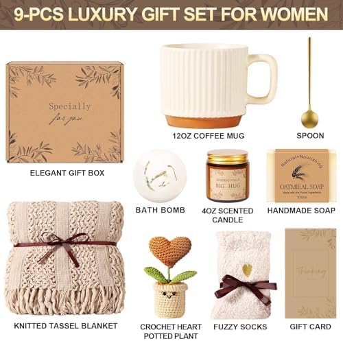Uwingess Get Well Soon Gift Baskets for Women Self Care Gifts, Spa Care Package Inspirational Thinking of You Sympathy Gifts, Christmas Birthday Gift for Women Friends Mom Sister Grandma