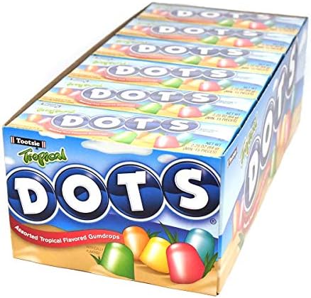 DOTS Gummy Candy, Tropical Flavors, 2.2oz Box (Pack of 24)