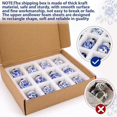 Peryiter 12 Pcs Blue White Christmas Ornaments Ginger Jar, Minimalist