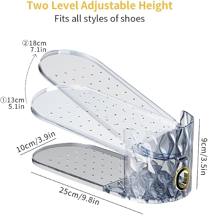 Shoe Slots Organizer, Adjustable 15 Pack Shoe Stacker for Closet Storage, Clear Double Layer Space Saver, Durable and Stackable Shoe Holder for Sneakers Heels and Flat