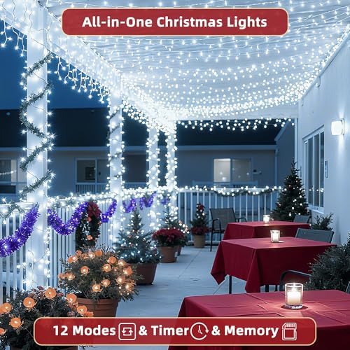 470FT Christmas Lights Outdoor, 1500 LED Christmas Tree Decoration Lights with 12 Modes & Timer Memory, Dimmable Plug In Waterproof LED Xmas Light for Yard Trees Wedding Party Holiday Cool White