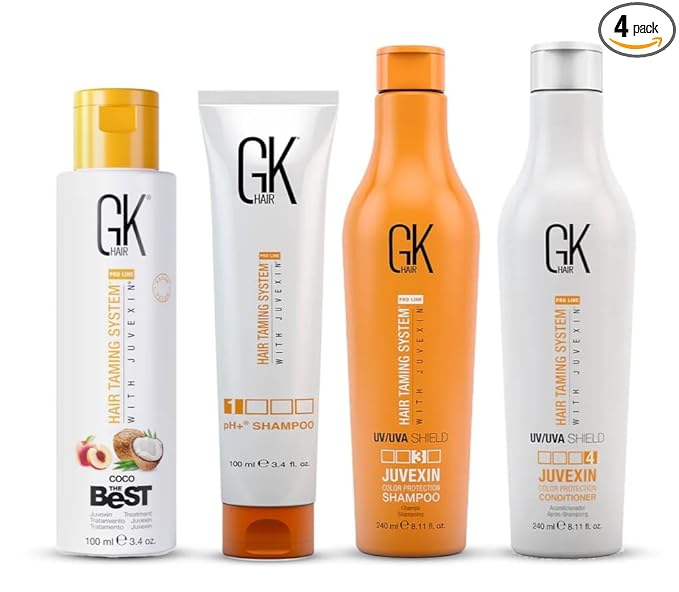 GK Shield Shampoo Conditioner Set (240ml) with Coco The Best and pH+ Shampoo (100ml) - Smoothing Hair Care Kit for Frizz Control Damage Free and Protection