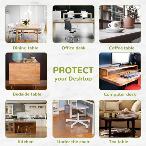 24 x 24 Inch Clear Table Cover Protector, 2mm Thick Clear Table Protector for Dining Room Table, Plastic Table Cover, Waterproof Table Pad for Kitchen, Office