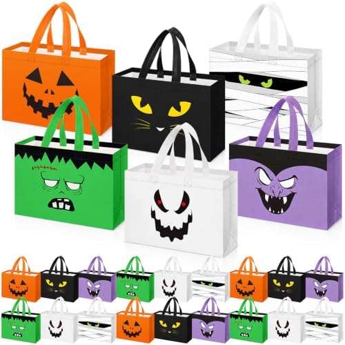 Paterr 60 Pcs Halloween Candy Bags Reusable Non Woven Treat Gift Bags
