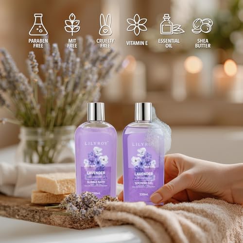 Spa Gifts Set, Birthday Gift for Mom - Lavender Spa Gift Baskets for Women