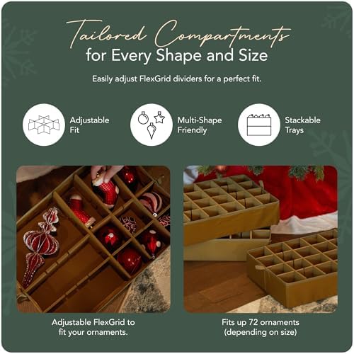 Covermates Adjustable Ornament Storage Box, 19.25" W x 13" D x 12.5" H