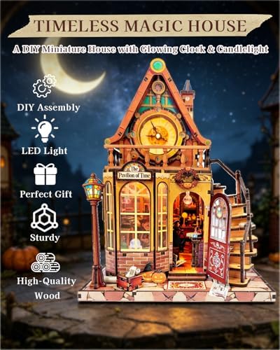 OZJAY Halloween Miniature House Kit, 3D Wooden Puzzles for Adults