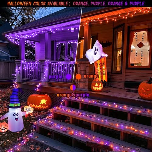 JMEXSUSS 168ft 600 LED Halloween Decor Lights Outdoor Clear Wire