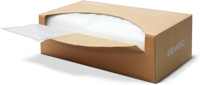 Wevac Vacuum Sealer Bags, Quart 8"x12" 200 Count, Pint 6"x10" 100 Count | Two Sizes in One Box, BPA Free, Commercial Grade Textured PreCut Bags,Compatible with Food Saver Machines, Sous Vide Cooking