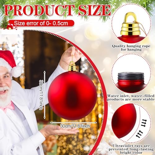 Threan 12 Inch Red Matte Large Christmas Ball Ornament