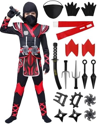 Spooktacular Creations Kids Ninja Costume, Child Boy Ninja Outfit Set, Halloween Costume for Toddler Themed Dress Up Party