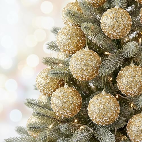 Lyrow 24 Pcs 4" Christmas Ball, Gold