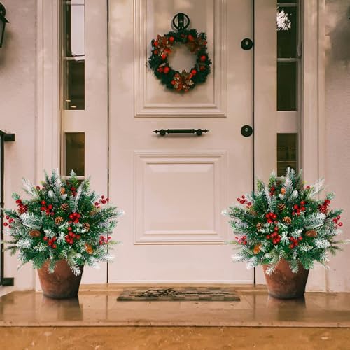 Lighted Christmas Urn Filler, 2 Pack 24 Inch Multicolor LED Planter Decor