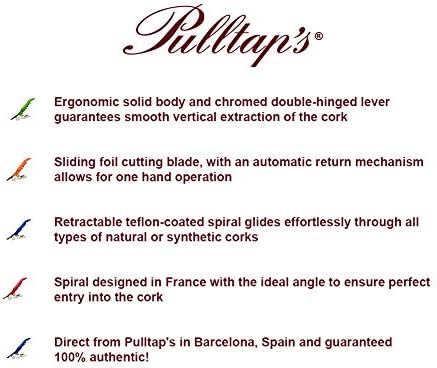 Pulltap's Genuine Collection Lined 900 Waiter's Corkscrew – Double-Hinged Wine Key with Sliding Foil Cutter – Patented Design – Made in Spain – Mil Ralles