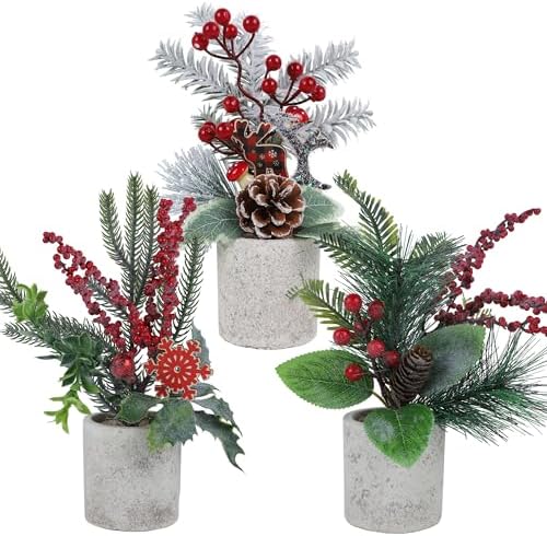 winemana 3 Pack Mini Christmas Trees Holiday Table Decorations for Office