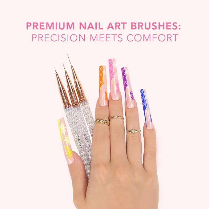 Kiara Sky Professional Nails *NEW* Complete Nail Art Brush Collection for Gel & Nail Art - Acetone Resistant 100% Kolinsky Brush